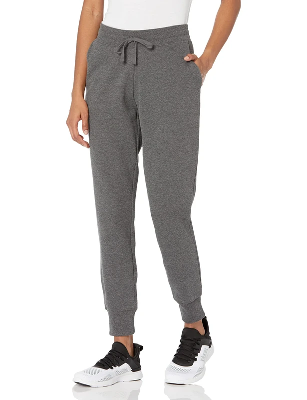 Amazon Essentials Women's Fleece Cuffed Jogging Bottoms (Available in Plus Size), Charcoal Heather, M