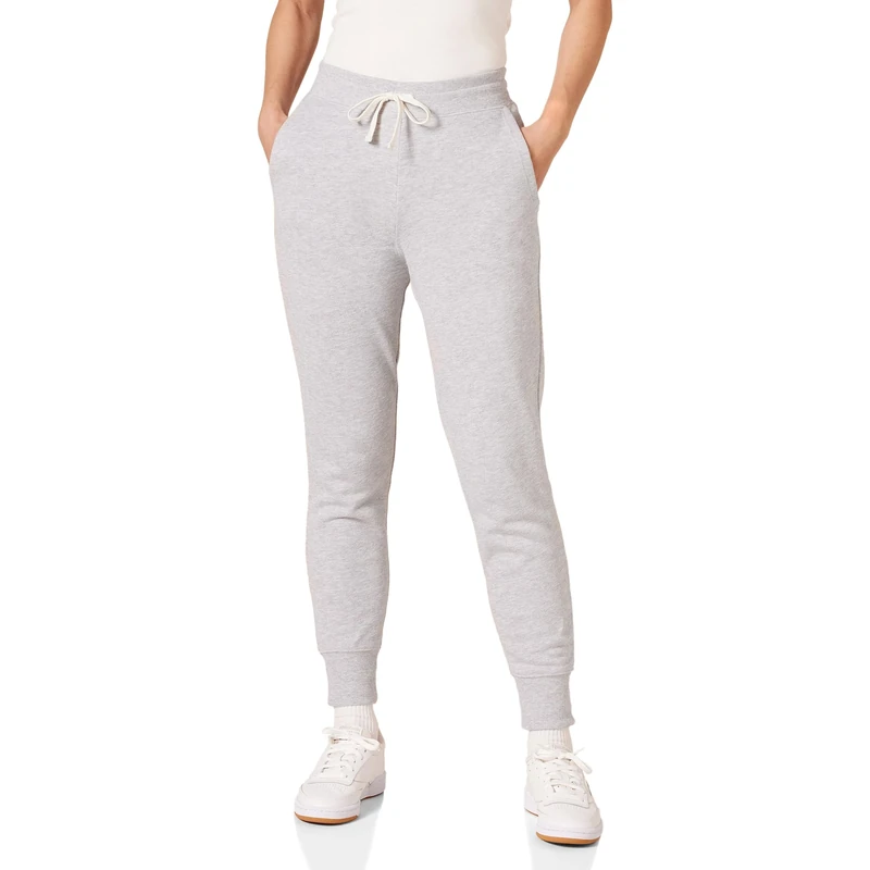 Amazon Essentials Women's Fleece Cuffed Jogging Bottoms (Available in Plus Size), Light Grey Heather, M