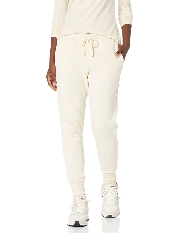 Amazon Essentials Women's Fleece Cuffed Jogging Bottoms (Available in Plus Size), Oatmeal Heather, M