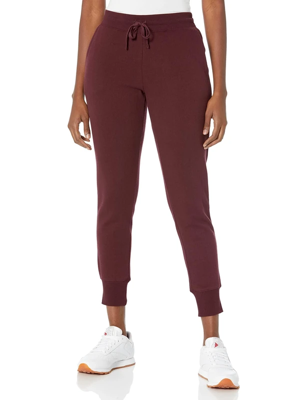 Amazon Essentials Women's Fleece Cuffed Jogging Bottoms (Available in Plus Size), Burgundy, M