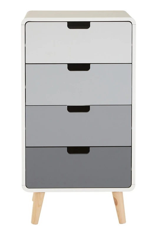 Premier Housewares Chest Of Drawers, White/Grey, 89 x 38 x 48 cm