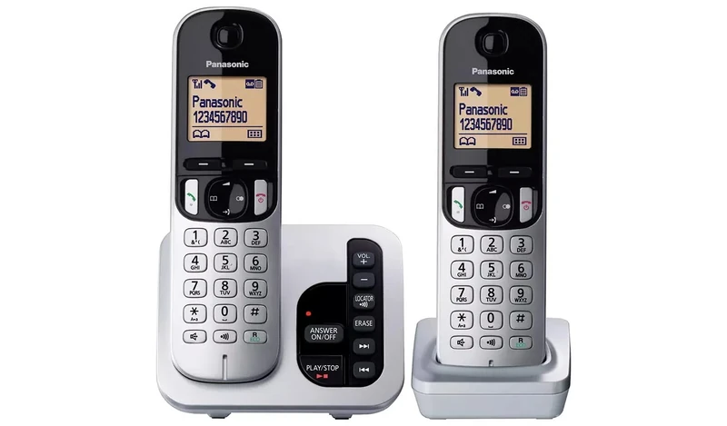 Panasonic KX-TGC222EB Cordless Phone with Answering Machine (Hands Free Functionality, Low Radiation)
