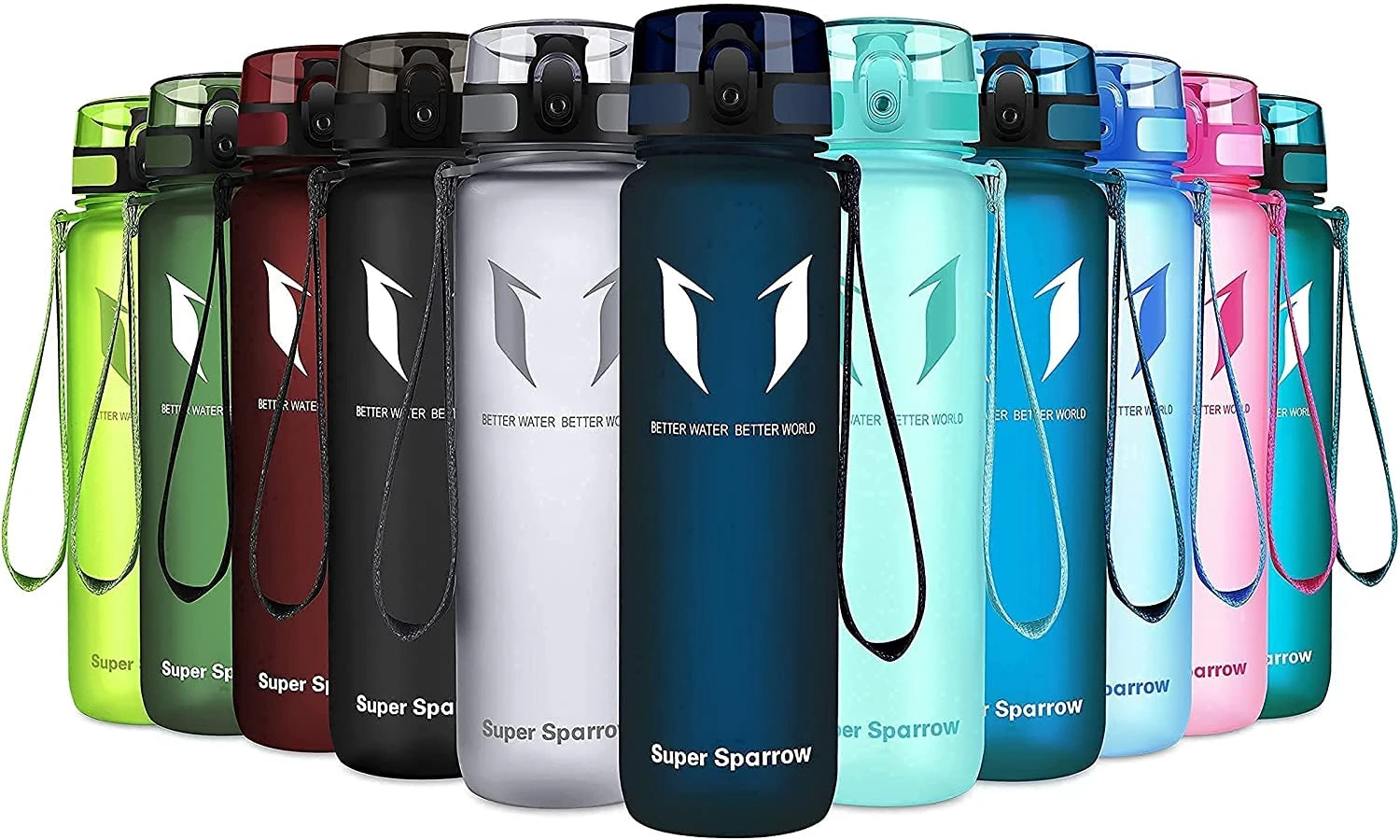 Super Sparrow Sports Water Bottle - 1000ml - Non-Toxic BPA Free & Eco-Friendly Tritan Co-Polyester Plastic - For Running, Gym, Yoga, Outdoors and Camping