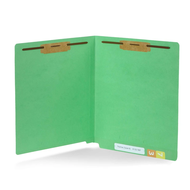 50 End Tab File Folders, Reinforced End Tab, 50 Pack (Green)