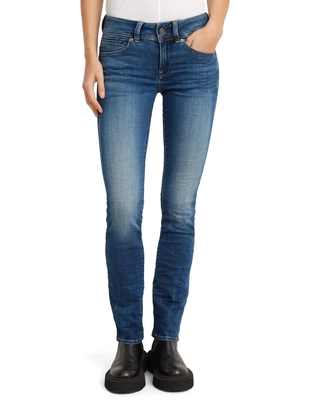 G-Star Women's Midge Saddle Straight Jeans, Multicolour (medium indigo aged D07145-8968-6028), 33W / 30L