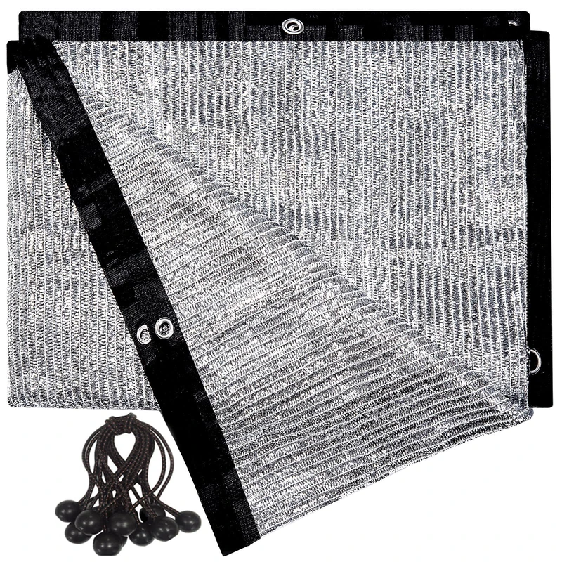 70% Aluminet Shade Cloth Fabric Privacy Screen Pet Shade Car Cover Patio Garden Pergola Cover Canopy with Grommets and Ball Bungee 13 ft x 16 ft