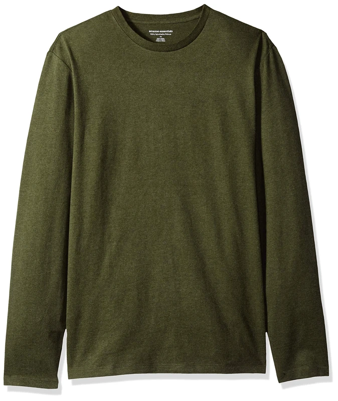 Amazon Essentials Men's Slim-Fit Long-Sleeve T-Shirt, Olive Heather, L