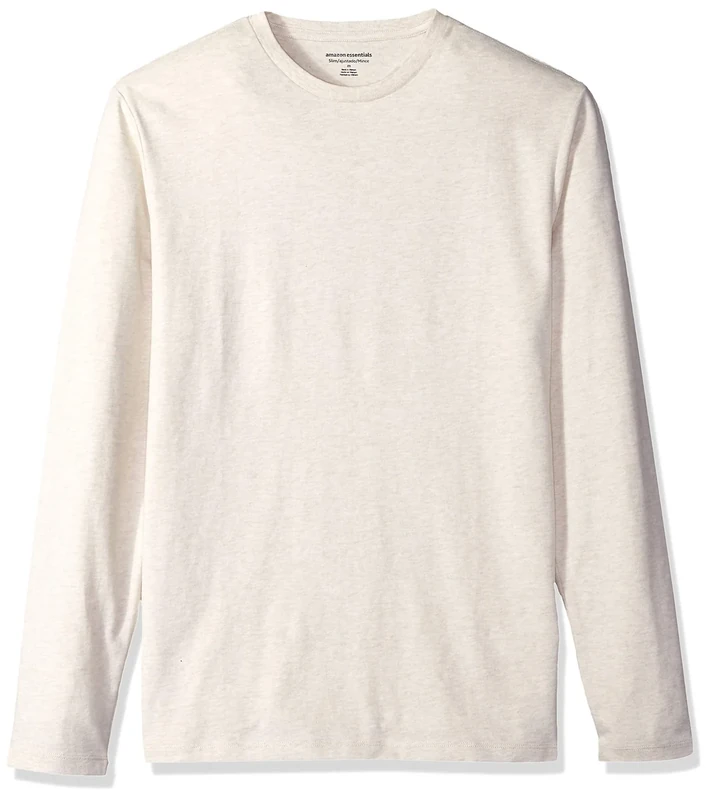 Amazon Essentials Men's Slim-Fit Long-Sleeve T-Shirt, Oatmeal Heather, L
