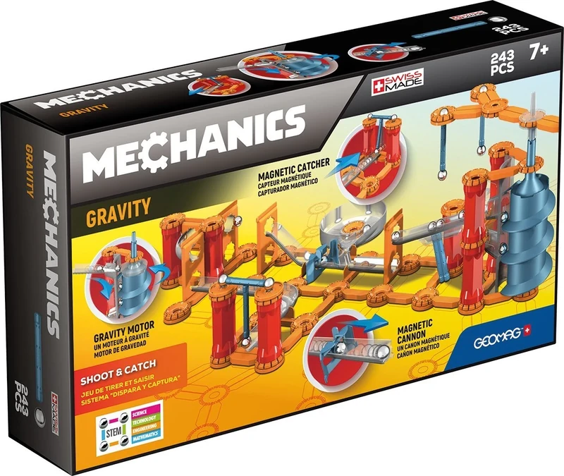 Geomag 774 Mechanics Gravity Shoot and Catch Blue, Orange, Red- 243 Pieces