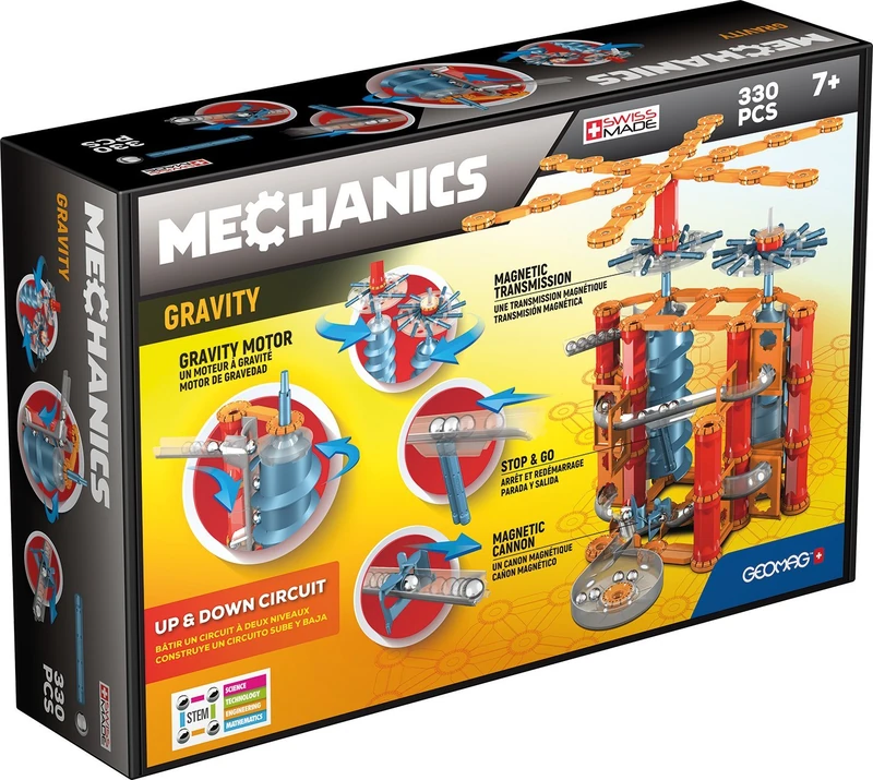 Geomag Mechanics Gravity Up and Down Circuit Blue, Orange, Red- 330 Pieces
