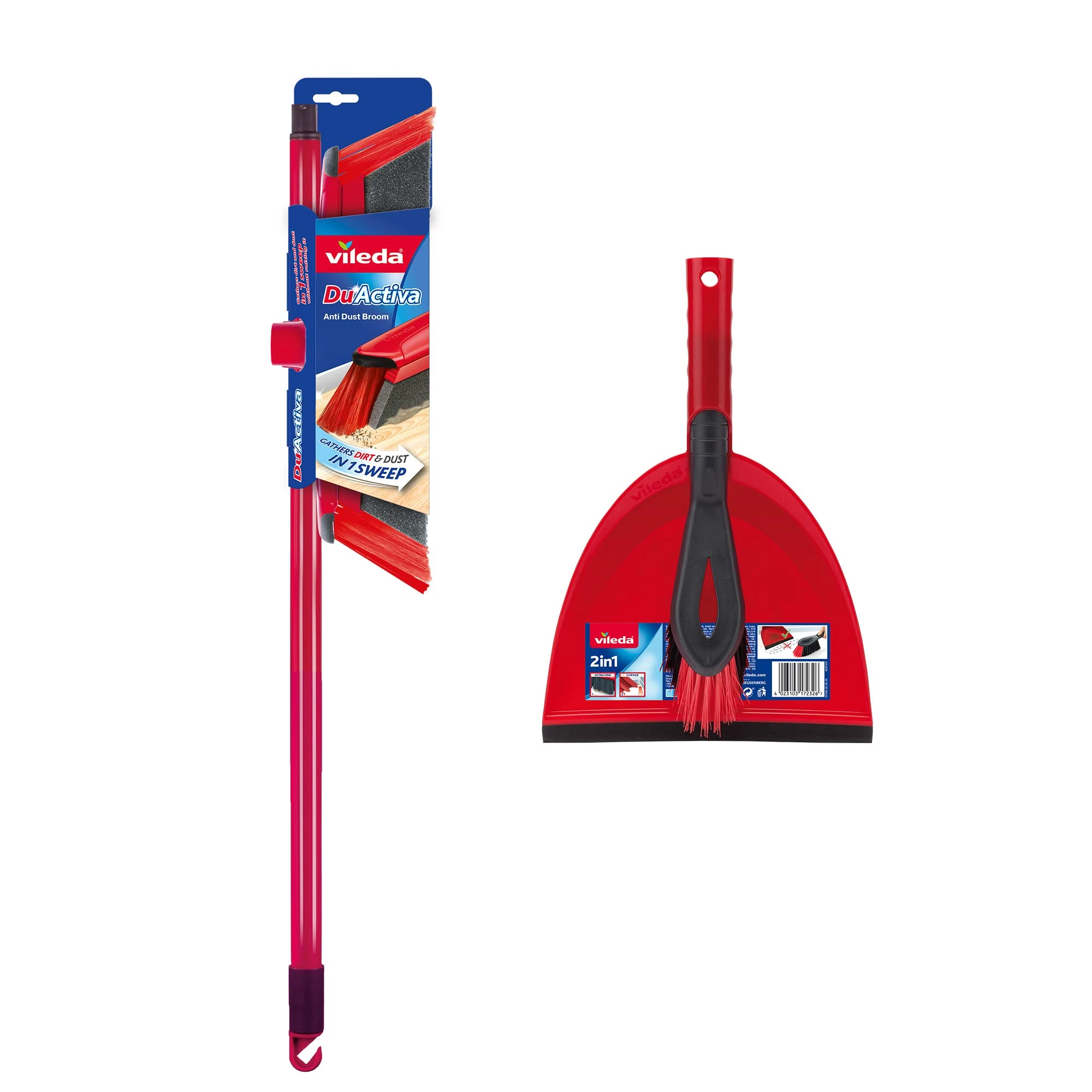Vileda 160496 DuActiva 2-in-1 Anti-Dust Broom Plus 2in1 Dustpan and brush Set