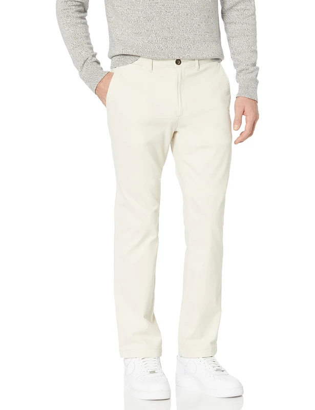 Amazon Essentials Men's Straight-Fit Casual Stretch Chino Trousers, Stone, 30W / 28L