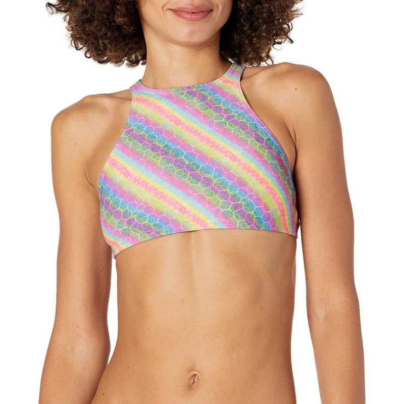 Arena Women's Rule Breaker Think Crop MaxLife Bikini Top, Multi, XX-Small