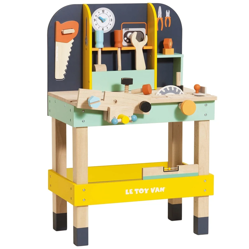 Le Toy Van - Cars & Construction Educational Alex's Wooden Work Bench Set For Role Play | Pretend Play Wooden Tools - Suitable For 3 Year Olds+, Wood