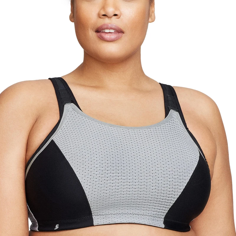 Glamorise Custom Control Sports Wirefree Bra 1166 (Women's & Women's Plus) Black/Grey