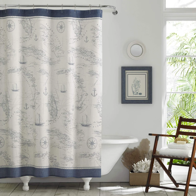 Tommy Bahama Caribbean Sea Shower Curtain, 72x72, Lt-Pastel Blue - Image 1
