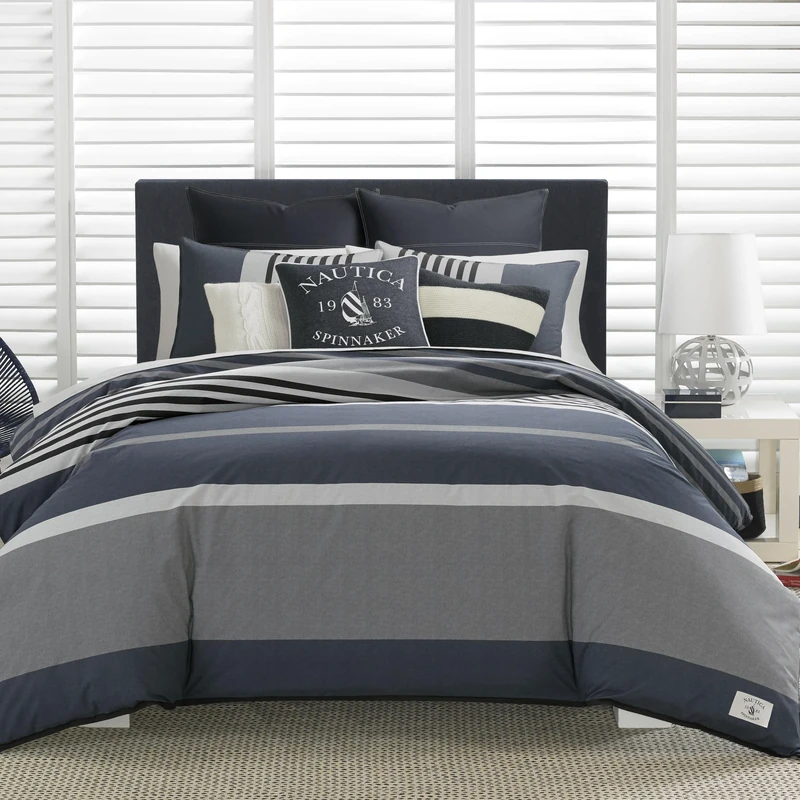 Nautica Rendon Duvet Cover Set King Charcoal