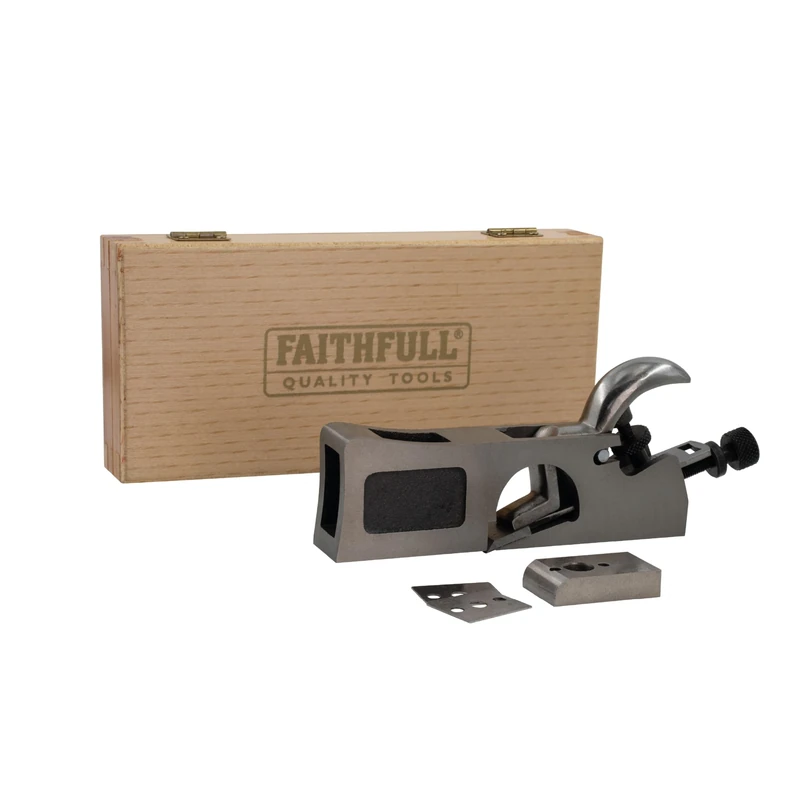 Faithfull 3-in-1 Shoulder, Bullnose & Chisel Rebate Plane in Wooden Storage Box – Cast Iron Multi-Function Hand Plane with Accurately Ground Base for Joinery, Trimming & Corner Work