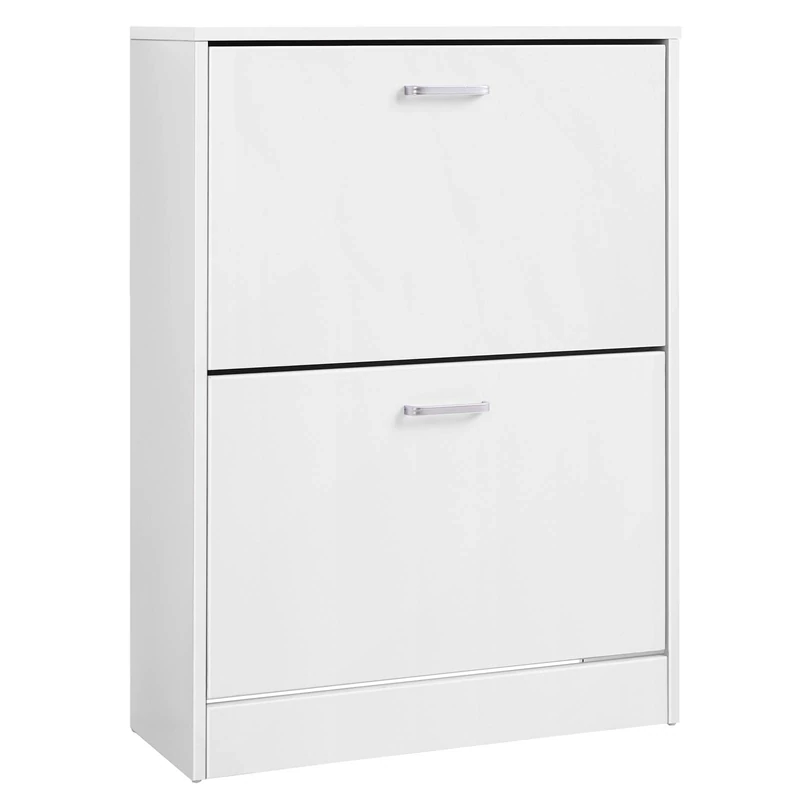 VASAGLE Shoe Cabinet with 2 Flip Doors, Adjustable and Removable Divider, for 12 Pairs of Women's Shoes or 8 Men's Shoes, for Narrow Entrance, 60 x 24 x 83.5 cm (L x W x H), White LBC02WT