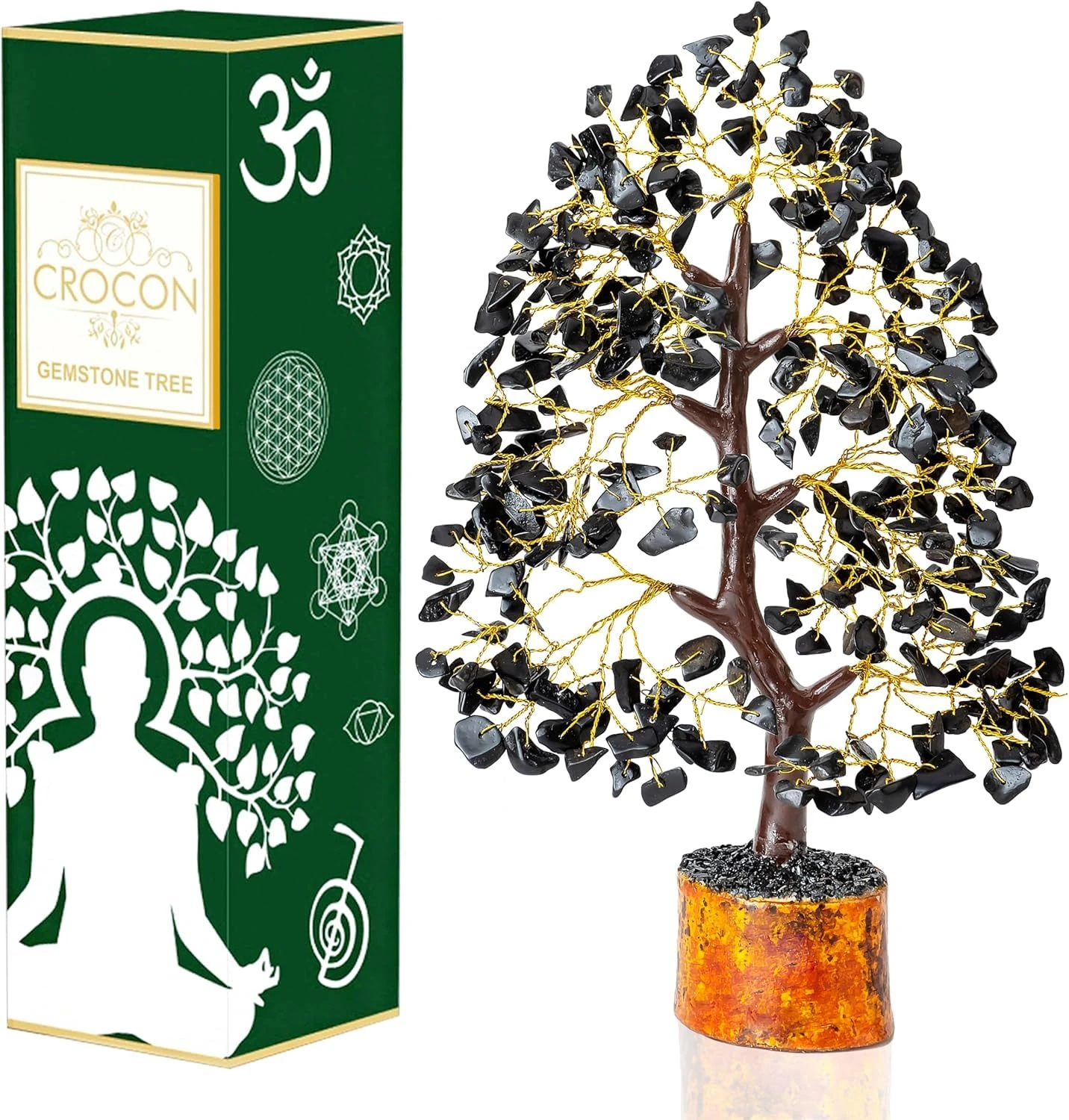 Crocon Black Tourmaline Crystal Chakra Tree of Life Spiritual Healing Meditation Gift Bonsai Tree for Home & Room Decor Crystal Gift for Women for Women Mum Men Housewarming Present