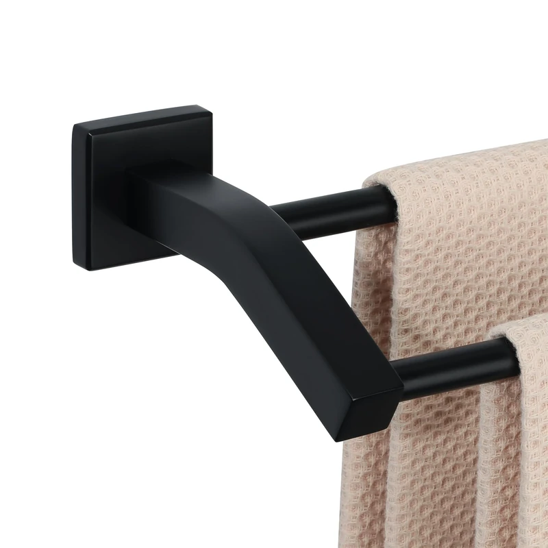 Alise Bath Double Towel Bars,Towel Holder Towel Racks for Bathroom Lavatory,24 Inch SUS304 Stainless Steel Towel Hanger Towel Rail Wall Mount,Matte Black,GK9009-B