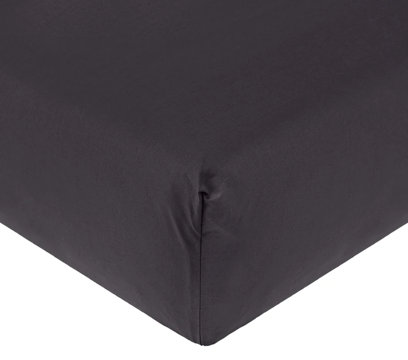 De Witte Lietaer Bumblebee Luxury Percale Cotton Fitted Sheet, Cotton, dark grey, 160 x 200 x 40 cm