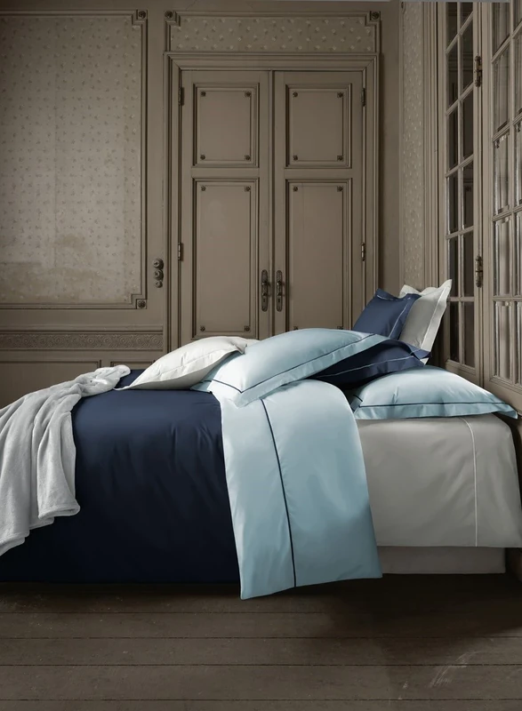De Witte Lietaer Bumblebee Luxury Percale Duvet Cover + Pillowcases, Cotton, Blue, 240 x 220 cm