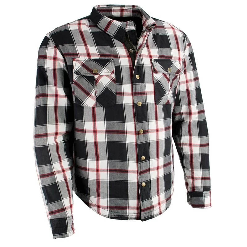 Milwaukee Performance Men's Flannel Biker Shirt with Aramid (Black/White/Red, 5X)