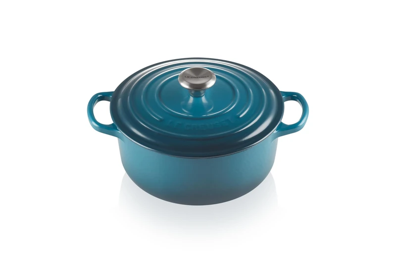 Le Creuset Signature Enamelled Cast Iron Round Casserole Dish With Lid, 20 cm, 2.4 Litres, Deep Teal, 21177206422430