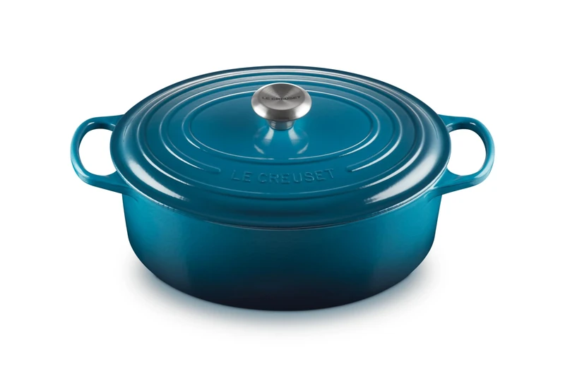 Le Creuset Signature Enamelled Cast Iron Oval Casserole Dish With Lid, 31 cm, 6.3 Litre, Deep Teal, 21178316422430
