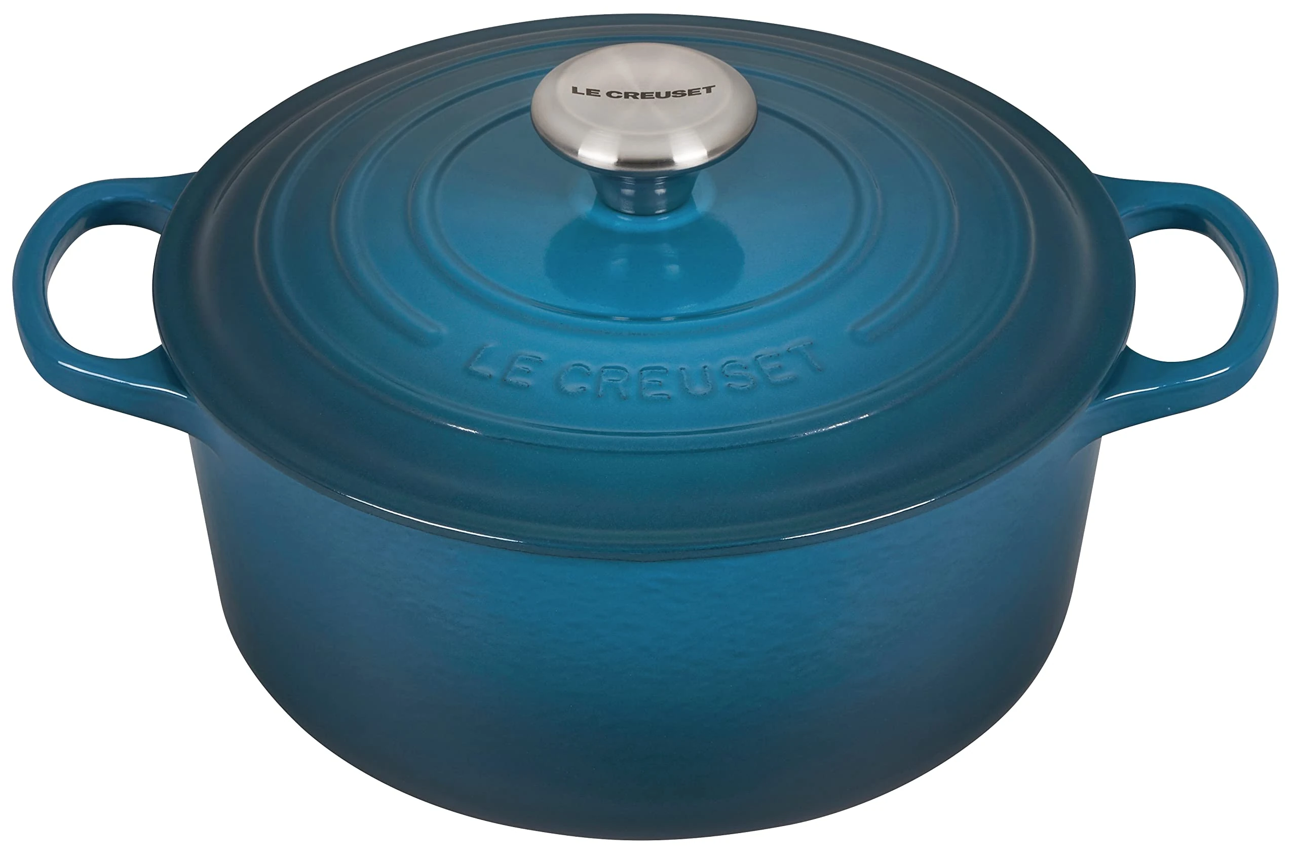 Le Creuset Signature Enamelled Cast Iron Round Casserole Dish With Lid, 24 cm, 4.2 Litres, Deep Teal, 21177246422430