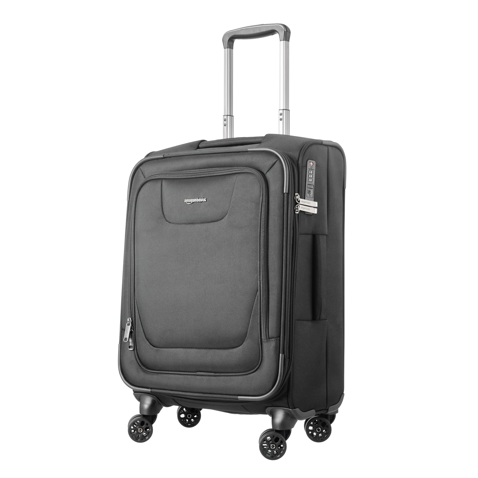 Amazon Basics Premium Expandable Softside Spinner Luggage With TSA Lock - 51.8 cm International Carry-On, Black