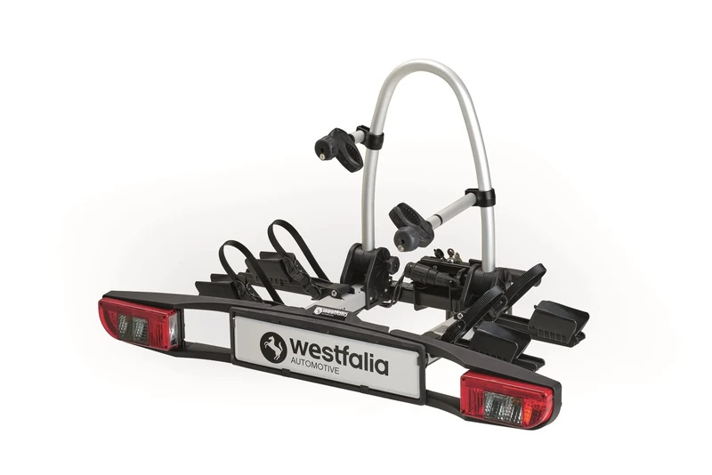 Westfalia BC 60 Bike Rack for Towbars| Bike Carrier for 2 Bicycles | Suitable for E-bikes | Foldable, black, silver