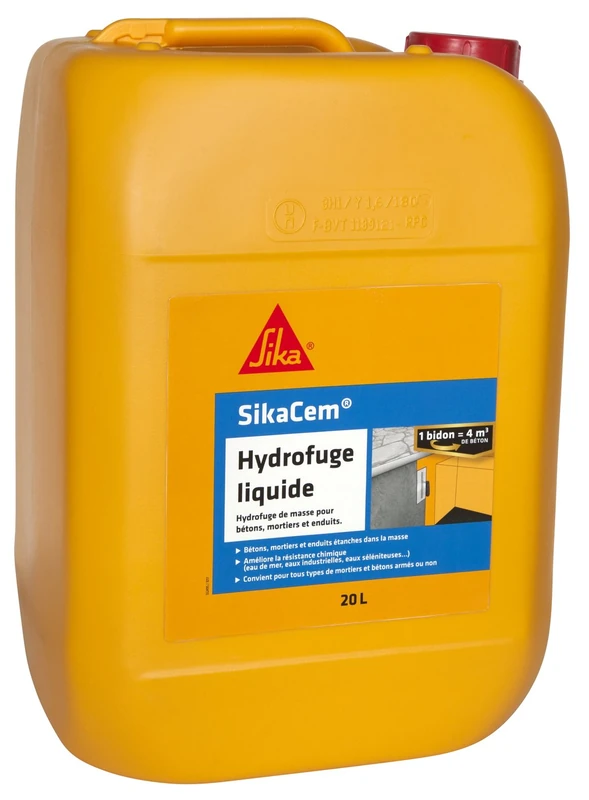 SikaCem Hydrofuge Liquide, Hydrofuge de Masse liquide, 20L, Blanc