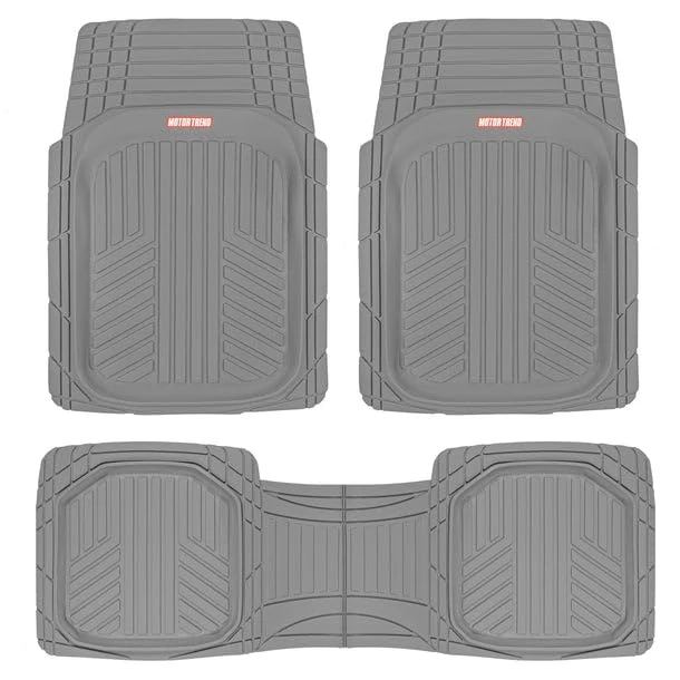 Motor Trend FlexToughXL Floor Mats for Cars Full Set, All-Weather Rubber Automotive Floor Mats, Waterproof Heavy Duty Car Mats, Flexible Floor Liners for Car Truck Van SUV, Car Floor Mats (Gray)