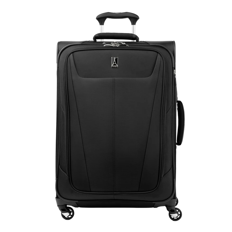 Travelpro Maxlite 5 Softside Expandable Checked Suitcase with 4 Spinner Wheels, Lightweight Suitcase, Men and Women, Black, Checked Medium