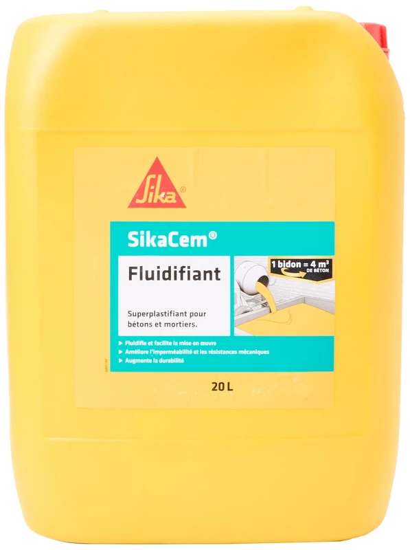 SikaCem Fluidifiant, Superplastifiant Pour mortiers et béton, 20L, Brun