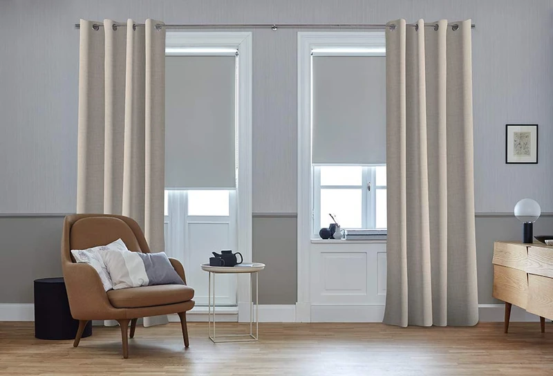 S&G Curtain with Eyelets, sand, 290L/130W - Image 1