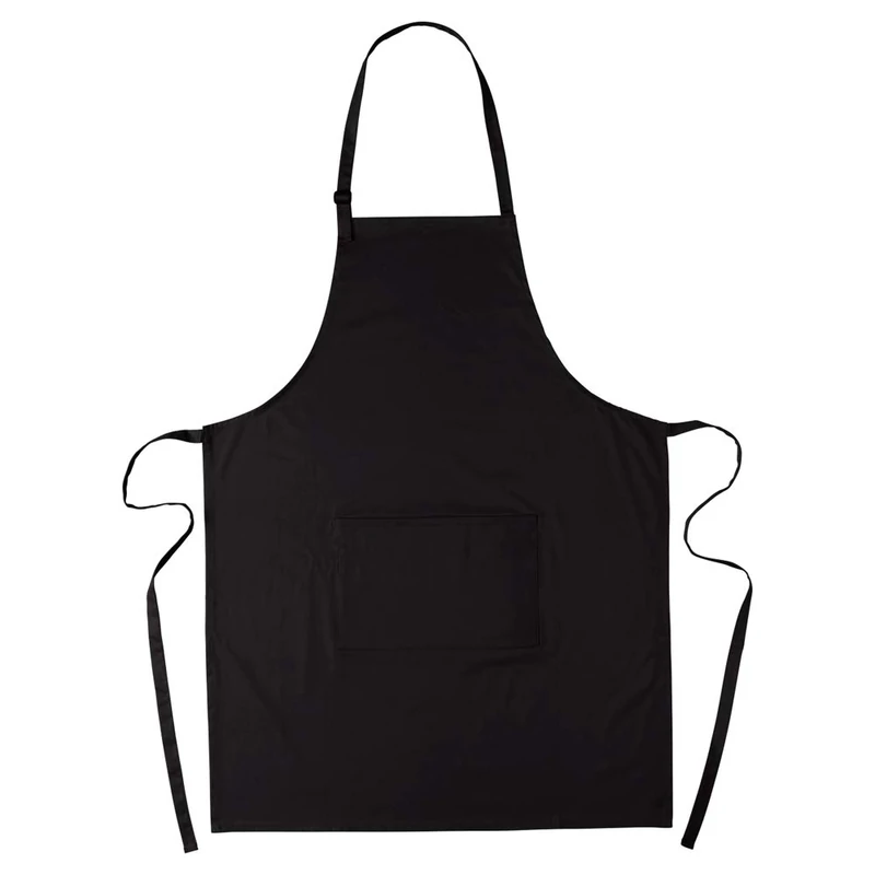 eBuyGB Pack of 10 Full Kitchen Apron with Front Pocket, 100% Cotton, Black