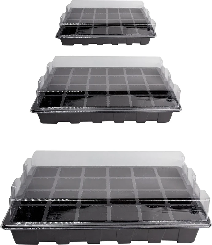 Loveday 10 Pack -240 Cells -24 Grow Trays with Humidity Dome and Cell Insert - Mini Propagator for Seed Starting and Growing Healthy Plants Durable Reusable and Recyclable