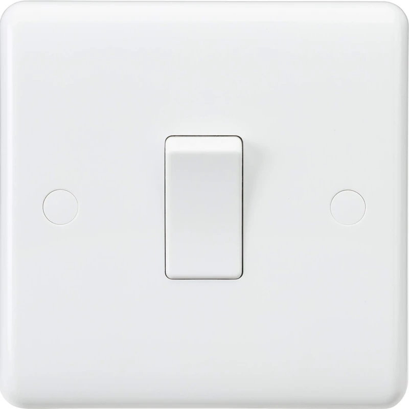 Knightsbridge CU1000 Curved Edge 10 A 1 Gang 1 Way Switch, 230 V, White