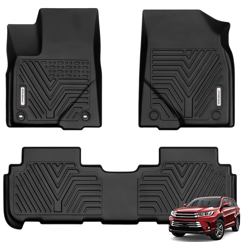 YITAMOTOR Floor Mats Compatible with Highlander, Custom fit Floor Liners for 2014-2019 Toyota Highlander, 1st & 2nd Row All Weather Protection