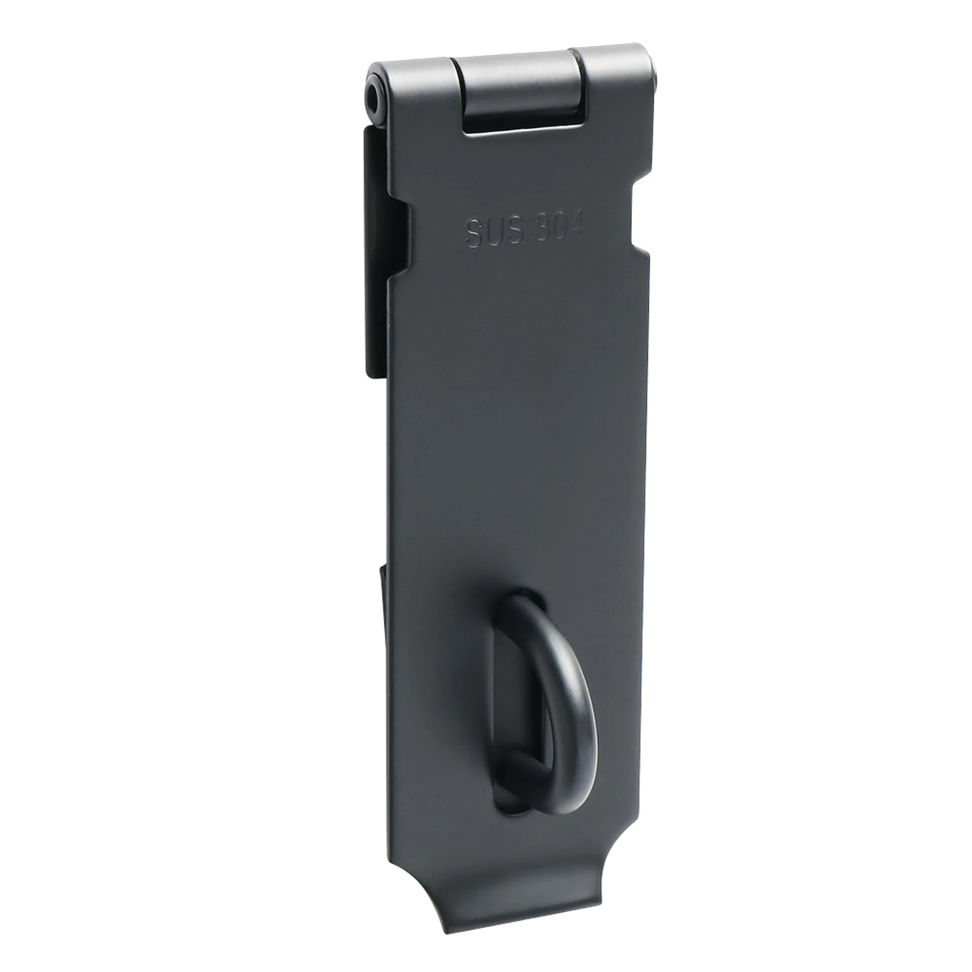 Sayayo SUS304 Stainless Steel Padlock Hasp Door Lock Shed Lock, 5-Inch Heavy Duty Hasp and Staple Door Clasp Gate Latch, Matte Black(Not Include Padlock)