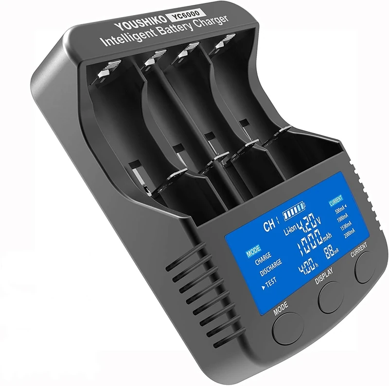 Youshiko YC6000 Professional Standard Super Fast Intelligent Battery Charger ( Official UK Version) for 3.7V Li-ion & 1.2V Ni-MH/CD rechargeable batteries AAA , AA , SC , C, D & USB Port