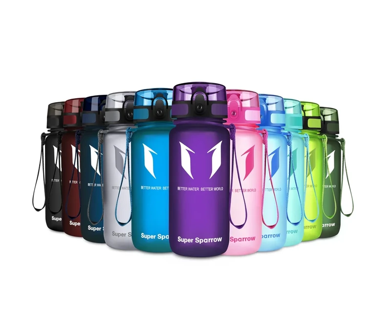 Super Sparrow Sports Water Bottle - 350ml - Non-Toxic BPA Free & Eco-Friendly Tritan Co-Polyester Plastic - For Running, Gym, Yoga, Outdoors and Camping