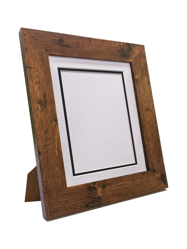 Metro Vintage Wood Photo Picture Poster Frame with White on Black Double Mount 50 x 70 cm for Image Size A2