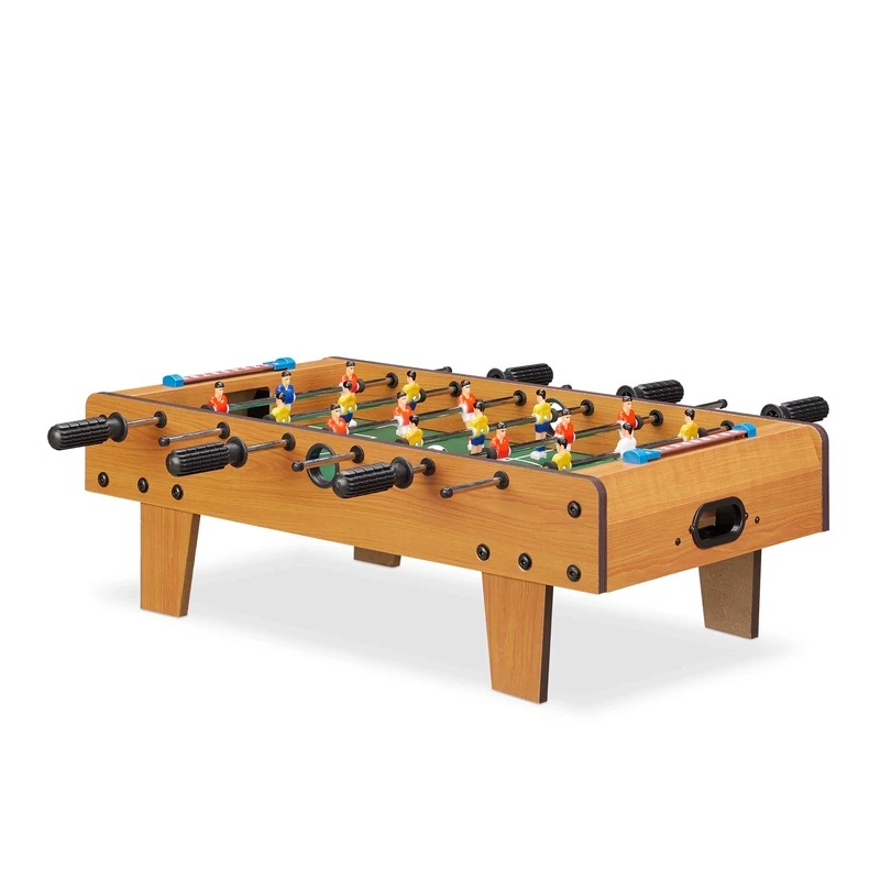 Relaxdays Foosball Game, For Kids and Adults, Tabletop Football Soccer Game, Wood Look, W x D 69 x 37 cm, Green-Brown