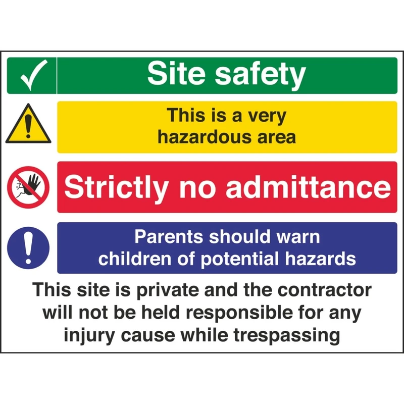 Vsafety 6C005BR-R'Multi Site Safety/Hazardous Area' Sign, 600 mm x 450 mm (Pack of 3)