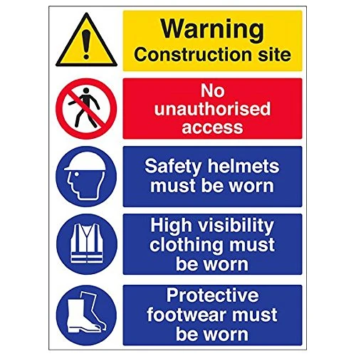 Vsafety 6C018BV-R "Multi Hazard Site Safety/High Visibility…" Sign, 600 mm x 800 mm (Pack of 3)