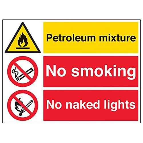 Vsafety 69038BR-R'Petroleum Mixture/No Smoking/Naked Lights' Sign, 600 mm x 450 mm (Pack of 3)